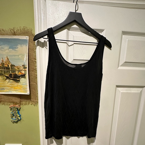 100% Pure Silk Black Tank Top Vintage M - Picture 2 of 4